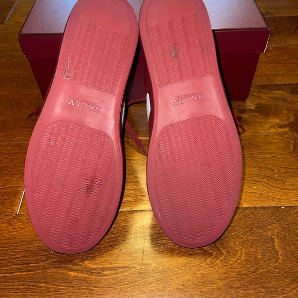 Bally Herndon /135 white striped high top sneakers in crimson red - Picture 9 of 10